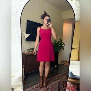 Vintage Lolita Lempicka Fushia Wool Silk Mini Dress – Made in France, Size 38